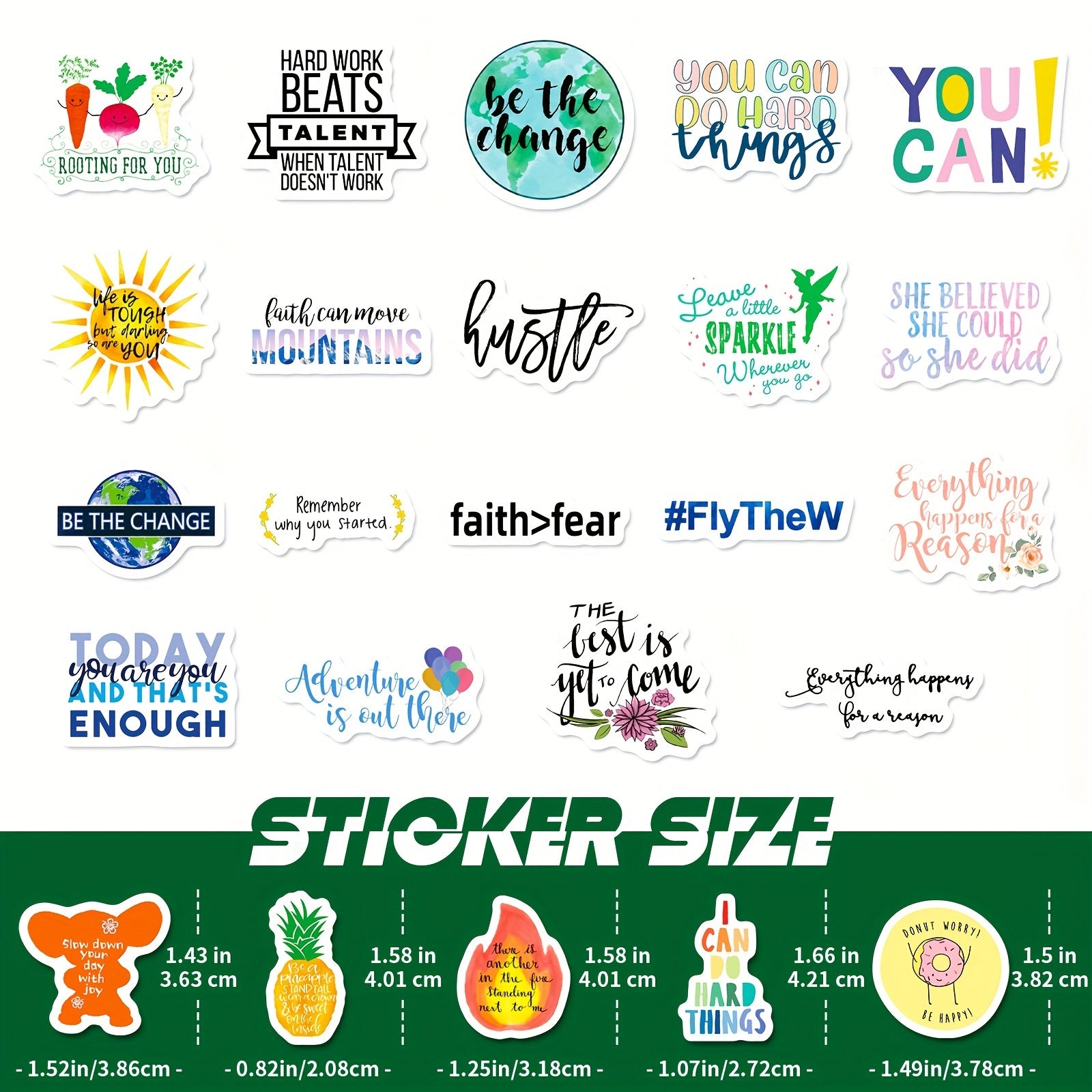 50pcs Inspirational Motivational Stickers Laptop Scrapbook Water Bottles Planner