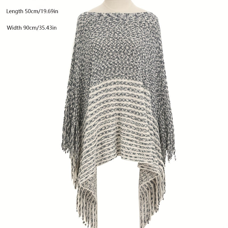Fringe Shawl Large Split Shawl Wrap Warm Windproof Shawl Cape For Women