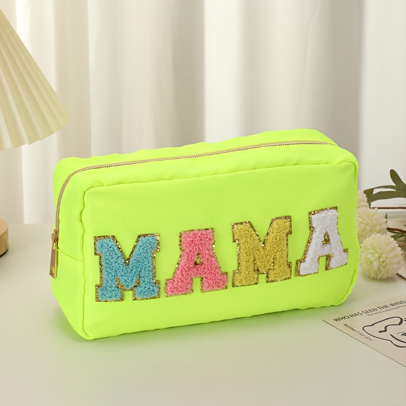 Waterproof Zipper Cosmetic Bag Embroidery Letter Coin Purse Organizer