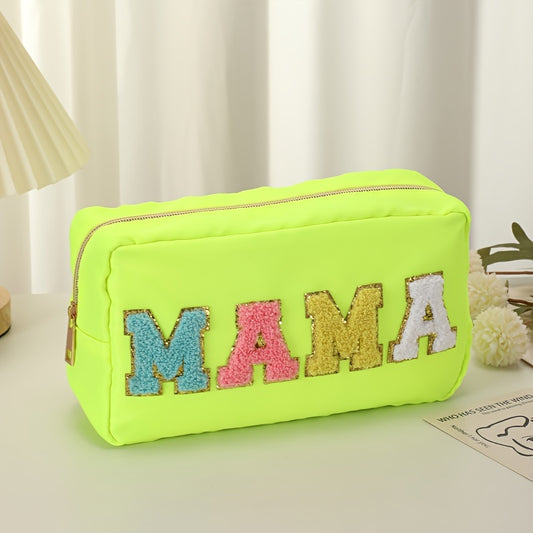 Waterproof Zipper Cosmetic Bag Embroidery Letter Coin Purse Organizer