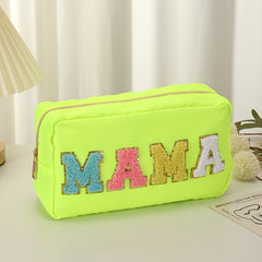 Waterproof Zipper Cosmetic Bag Embroidery Letter Coin Purse Organizer