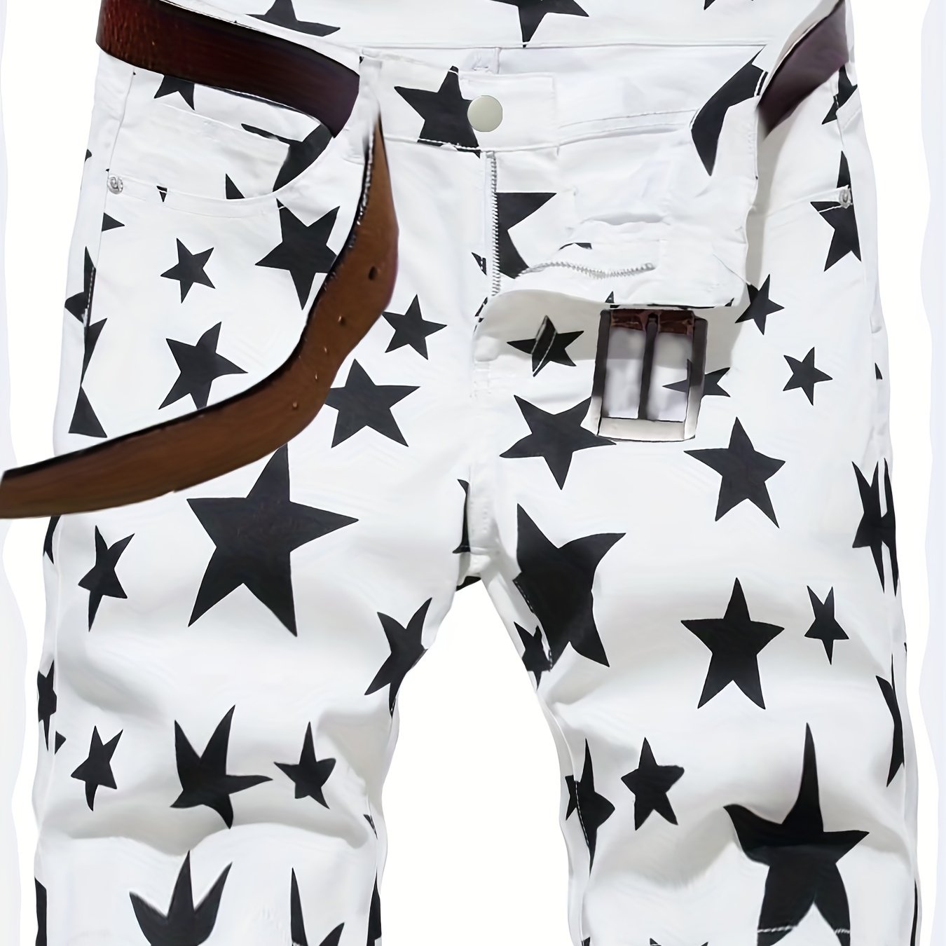Men's Star Pattern Denim Shorts - Casual Street Style