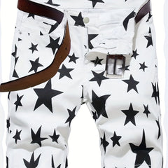 Men's Star Pattern Denim Shorts - Casual Street Style