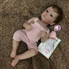 Reborn Doll Rooted Hair Waterproof Full Body Vinyl Painted Skin Soft Touch