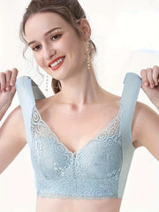 Lace Wireless Bra with Scallop Trim Comfy & Breathable Women's Lingerie
