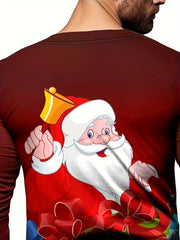 Christmas Santa Claus Print Men's Long Sleeve Novelty T shirt