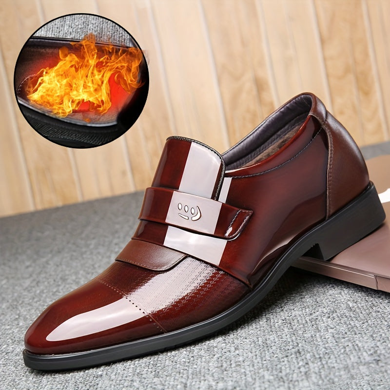 Men's Almond Toe Loafer Shoes Comfy Slip On Glossy Shoes