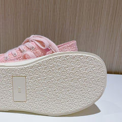 Women's Thick Bottom Mesh Sport Shoes Lace Up Board Shoes