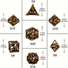 7pcs Metal Hollow Large Polyhedral Dice Set for RPG