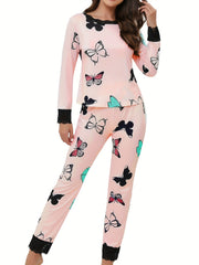 Butterfly Print Lounge Set Women's Loungewear