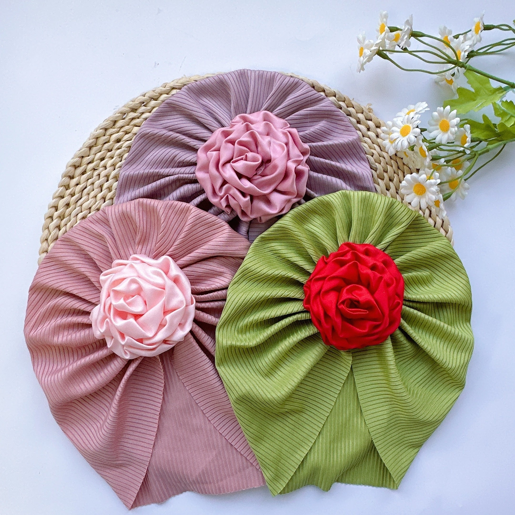 Soft Elastic Strip Flower Baby Hat For Girl