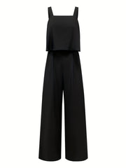 Tropical Print Wide Leg Jumpsuit Sleeveless