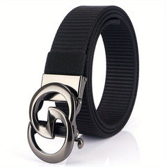 Youth Letter Automatic Buckle Leather Belt Nylon Pants Belt