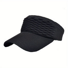 Ruched Knitted Ponytail Visor Hat Elastic Sports Sun Hat Lightweight