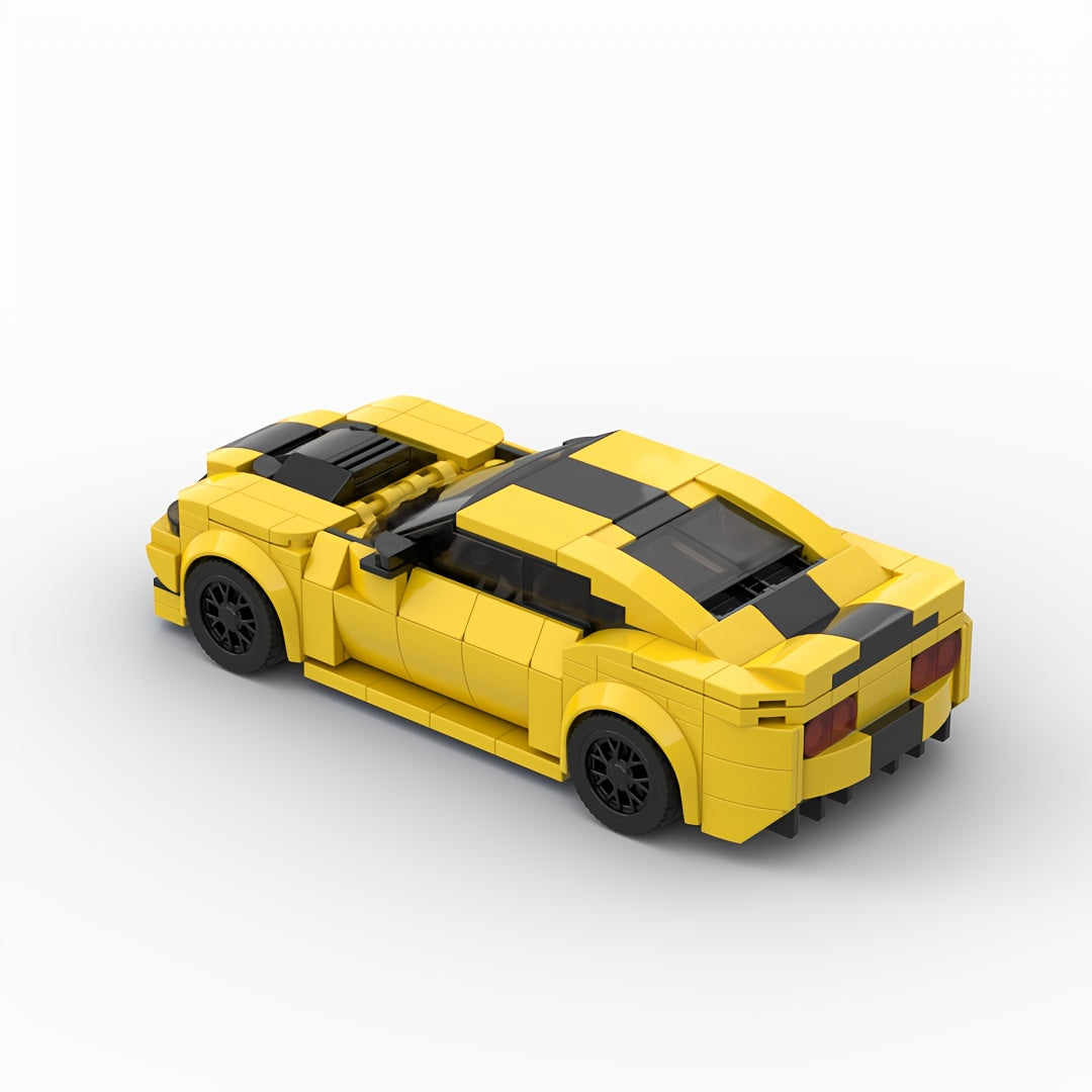 347pcs Yellow Sports Car Building Block Model Set Toy Ornament