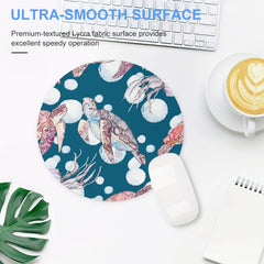 Sea Turtle Round Mouse Pad Non Slip Rubber Base Mousepad