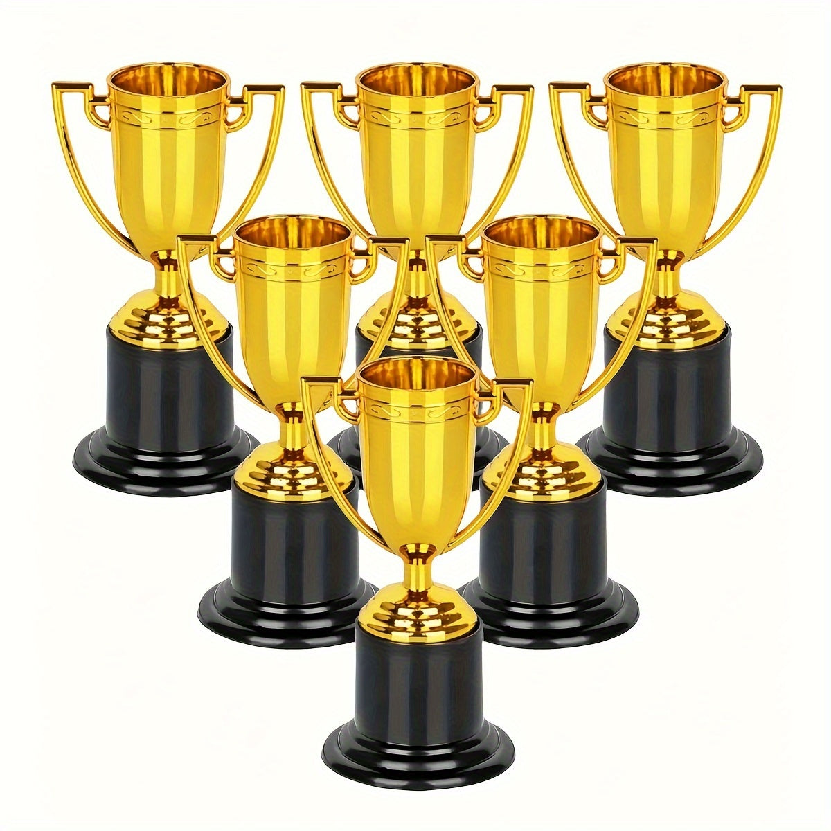 6pcs Mini Trophy Golden Plastic Trophy For Party Prizes
