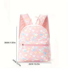 Pink Quilted Heart Pattern Backpack for Kids