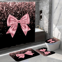 Pink Glitter Drip Shower Curtain Set