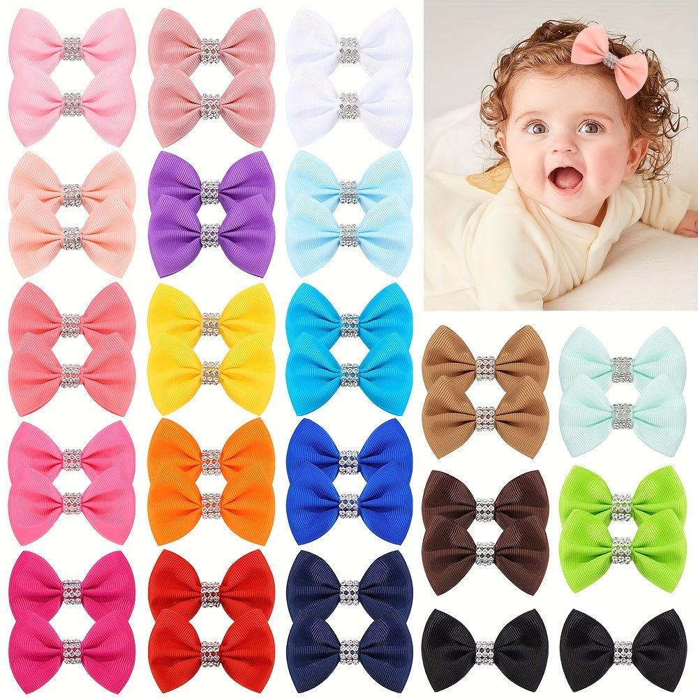 10pcs Baby Girls Bow Hair Clip Ribbon Hair Accessories Headwear