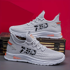 Men's Breathable Woven Sneakers Casual Outdoor Lace-up Shoes