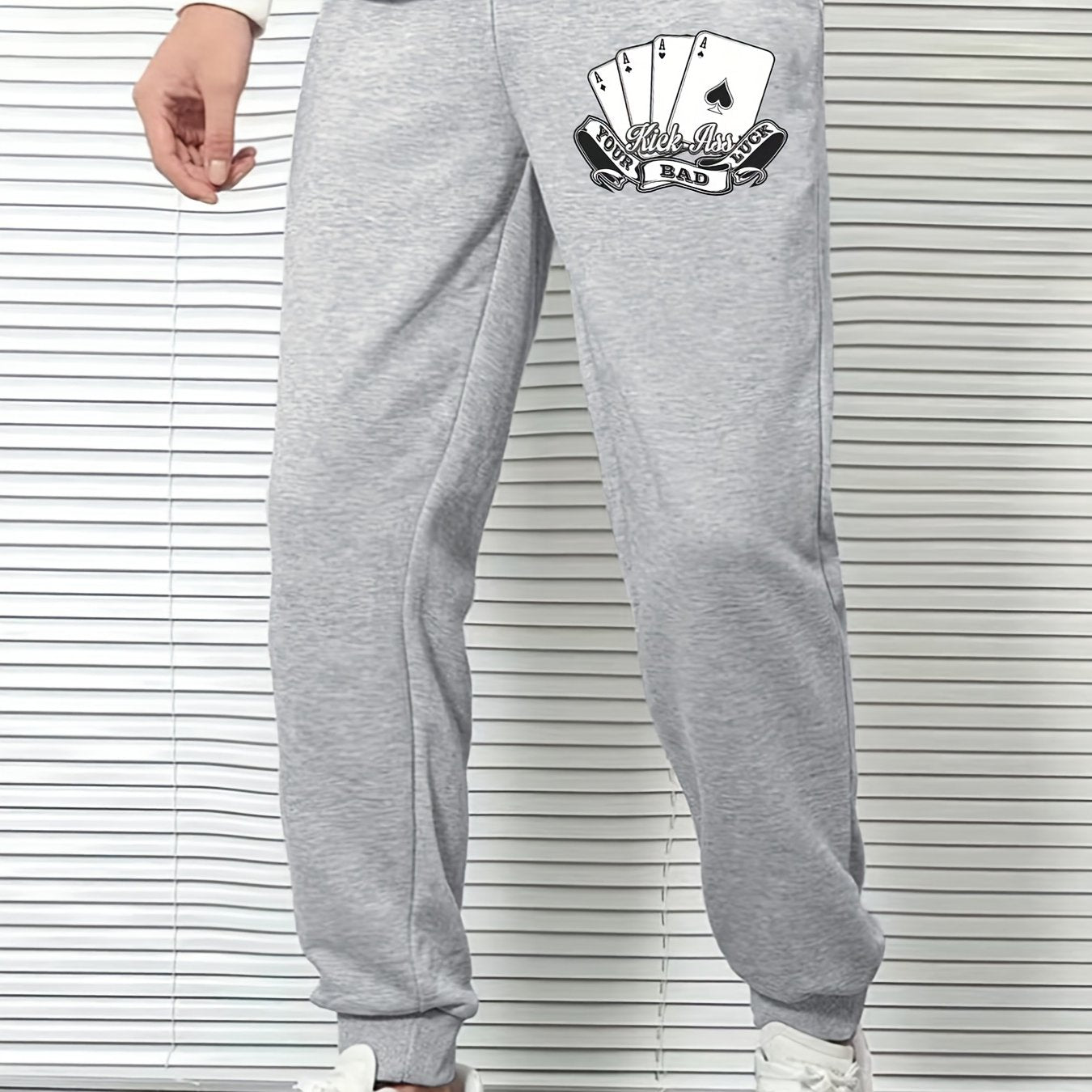Cartoon Cards Print Men's Sports Pants Casual Jogging Trousers