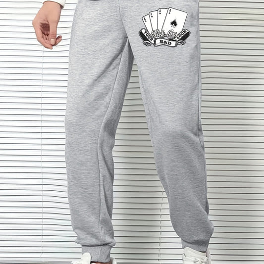 Cartoon Cards Print Men's Sports Pants Casual Jogging Trousers