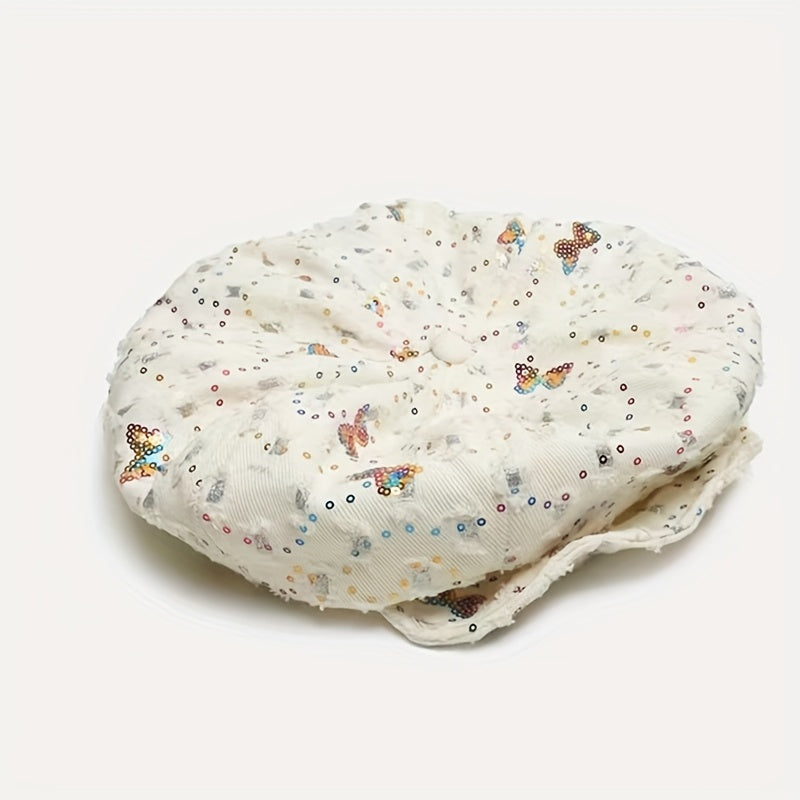 Y2K Butterfly Embroidery Beret Ripped Newsboy Hat