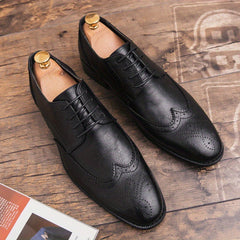 Men's Brogue Wingtip Derby Shoes Lace up Front Dress Shoes