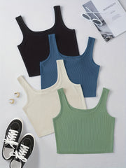 4 Pcs Set Crop Tank Top High Stretch Workout Yoga Gym Tank Top