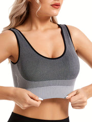 Sports Bra Women's Plus Stripe Print Shockproof High Stretch Yoga Runn