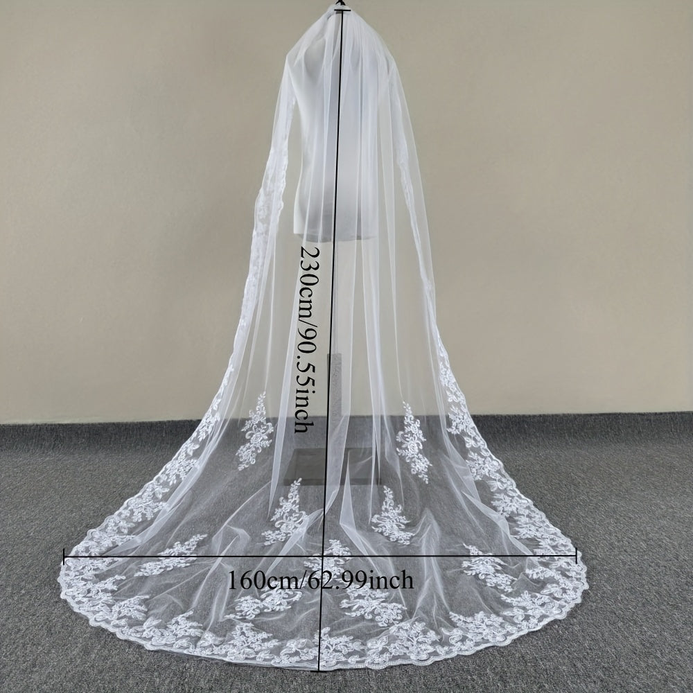 3m Lace Wedding Veil with Comb Ivory Bridal Gown