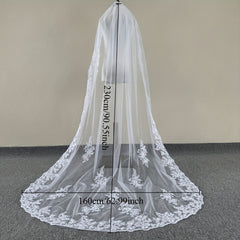 3m Lace Wedding Veil with Comb Ivory Bridal Gown