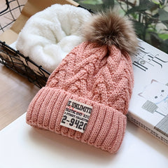 Baby Hat Autumn Winter Kids Knitted Hat Thick Plus Velvet Woolen Hat