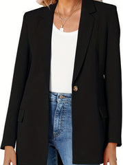 Solid Open Front Blazer Lapel Long Sleeve Blazer
