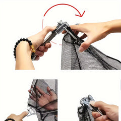 1pc Fishing Net Retractable Pole Handle Foldable Nylon Fishing Mesh Tackle