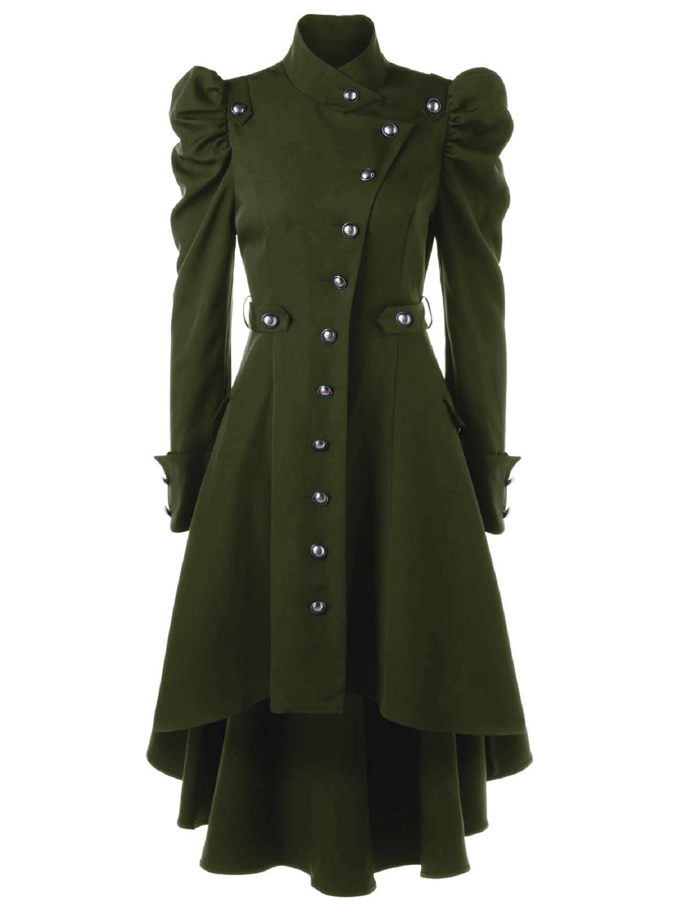 Double Breasted Belted Pea Coat Spring Mid Long Lapel Outerwear