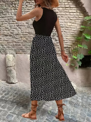 Ditsy Floral Print Sleeveless Midi Dress Women's Clothing