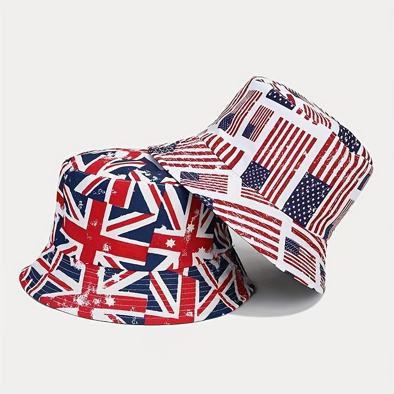 Versatile Sunshade Bucket Hat American Flag Print Sun Hat Men Women
