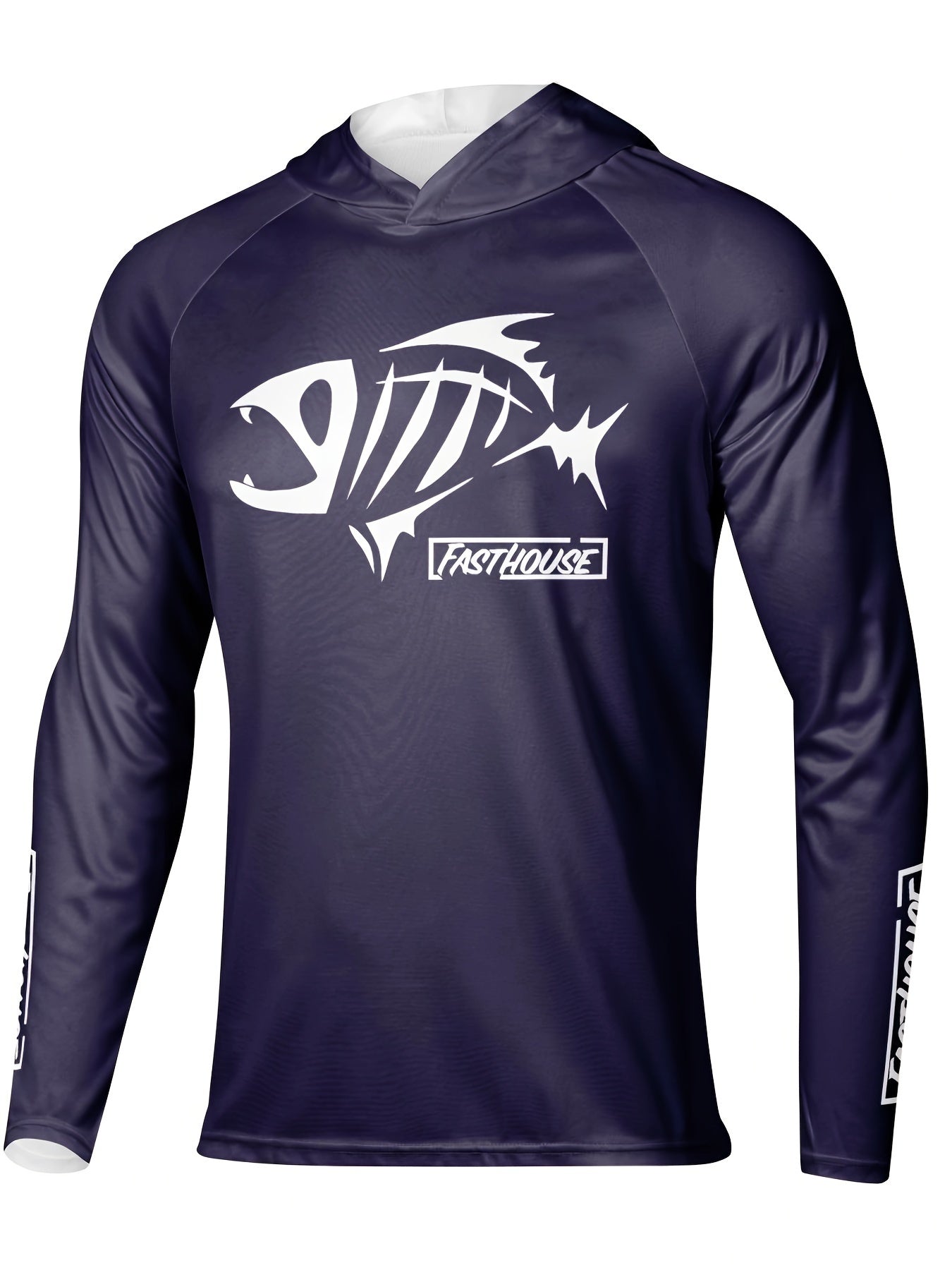 Fish Bone Print UV Protection Men's Hoodie for Gym Running