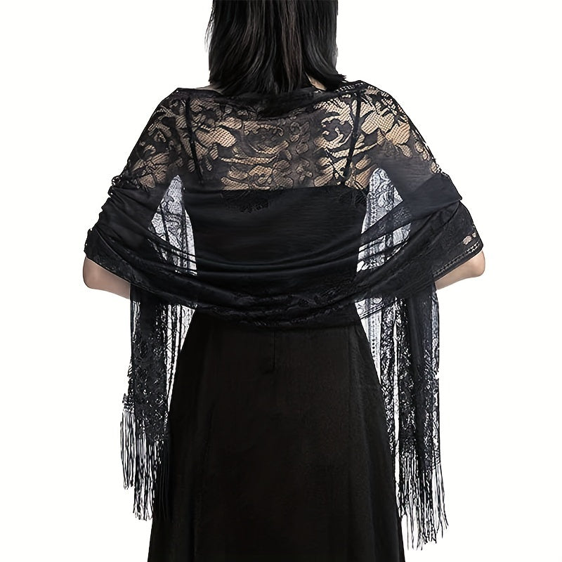 Lace Tassel Long Scarf Hollow Head Wrap Hair Accessories