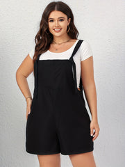 Plain Tie Shoulder Loose Fit Overalls