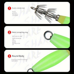 1pc Stainless Steel Luminous Squid Hook Night Light Octopus Hook Sea Fishing Acc