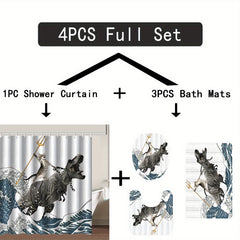 Funny Cat Bathroom Set Shower Curtain & Floor Mat