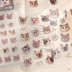 3sheets Cat Cat Head Sticker PVC Resin Coated Paper Photo Album Decoration