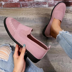 Women's Knitted Flat Shoes Comfy Slip On Low Top Casual Walking Shoes