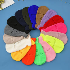 Three Hole Wool Hat Men Women Autumn Winter Outdoor Windproof Cycling