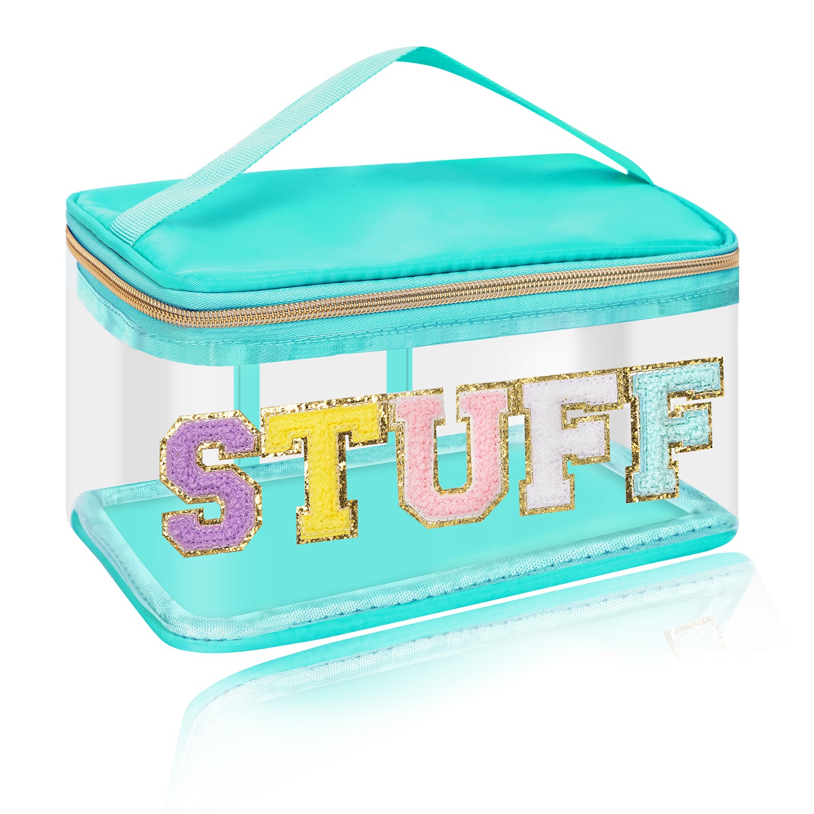 Chenille Clear Makeup Bag Zipper Handle Waterproof Cosmetic Handbag