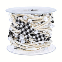 Red & Checkered 5-Point Star Decoration Strip - Christmas Tree DIY Ribbon