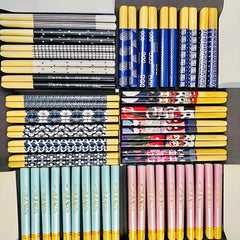 5 Pairs Reusable Bamboo Chopsticks Multicolor Dishwasher Safe